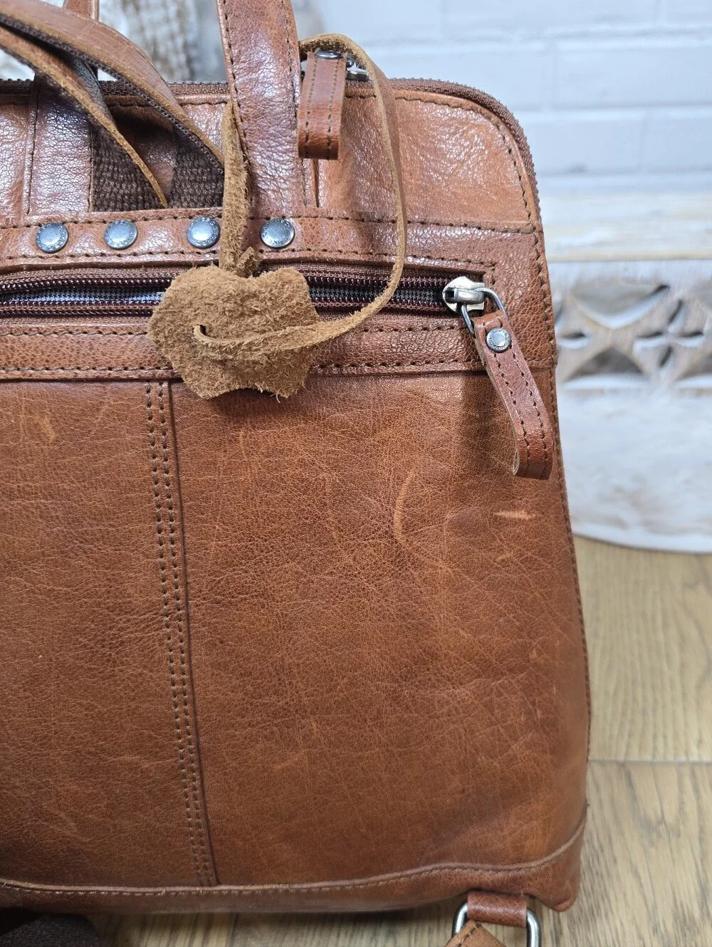 Spikes and Sparrow Brown Leather Backpack